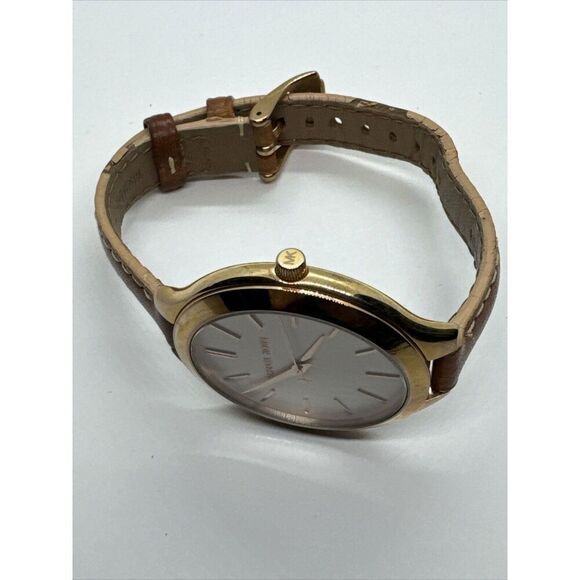 Michael Kors Slim Runway MK2284 Women's Brown Leather Analog Dial Watch JNA667 - Picture 6 of 11